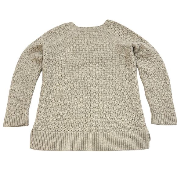 Banana Republic Cable Knit Pullover Sweater Womens M Beige Alpaca & Wool Blend - Picture 4 of 7